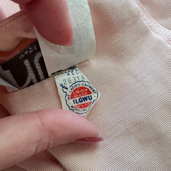 NUIT Vintage 80s Light Pink Short Sleeve Large Bow Below Knee Dress Valentines - Picture 11 of 11